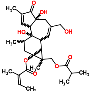 52691-09-5;53783-82-7  4a,7b-dihydroxy-3-(hydroxymethyl)-1,6,8-trimethyl-1-{[(2-methylpropanoyl)oxy]methyl}-5-oxo-1,1a,1b,4,4a,5,7a,7b,8,9-decahydro-9aH-cyclopropa[3,4]benzo[1,2-e]azulen-9a-yl (2Z)-2-methylbut-2-enoate