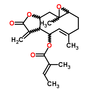 57138-50-8  (4E)-4,10a-dimethyl-7-methylidene-8-oxo-1a,2,3,6,6a,7,8,9a,10,10a-decahydrooxireno[8,9]cyclodeca[1,2-b]furan-6-yl (2E)-2-methylbut-2-enoate