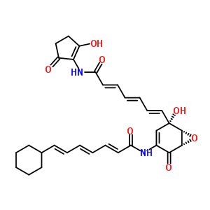 61116-33-4  (2E,4E,6E)-7-cyclohexyl-N-[(1S,5S,6R)-5-hydroxy-5-{(1E,3E,5E)-7-[(2-hydroxy-5-oxocyclopent-1-en-1-yl)amino]-7-oxohepta-1,3,5-trien-1-yl}-2-oxo-7-oxabicyclo[4.1.0]hept-3-en-3-yl]hepta-2,4,6-trienamide