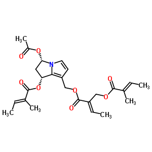 62860-52-0  (2E)-2-({[(1R,3S)-3-(acetyloxy)-1-{[(2E)-2-methylbut-2-enoyl]oxy}-2,3-dihydro-1H-pyrrolizin-7-yl]methoxy}carbonyl)but-2-en-1-yl (2E)-2-methylbut-2-enoate