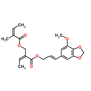 67008-16-6  (2Z)-2-({[(2E)-3-(7-methoxy-1,3-benzodioxol-5-yl)prop-2-en-1-yl]oxy}carbonyl)but-2-en-1-yl (2Z)-2-methylbut-2-enoate