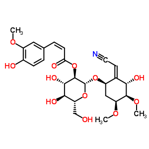 67411-22-7  (2Z)-[(2S,3R,4S,6R)-2-hydroxy-6-({2-O-[(2Z)-3-(4-hydroxy-3-methoxyphenyl)prop-2-enoyl]-beta-D-glucopyranosyl}oxy)-3,4-dimethoxycyclohexylidene]ethanenitrile