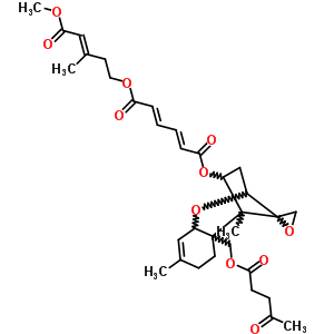 88968-93-8;89015-88-3  (3E)-5-methoxy-3-methyl-5-oxopent-3-en-1-yl 15-[(4-oxopentanoyl)oxy]-12,13-epoxytrichothec-9-en-4-yl (2E,4E)-hexa-2,4-dienedioate