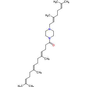 90053-69-3  1-[(2E)-3,7-dimethylocta-2,6-dien-1-yl]-4-[(4E,8E)-5,9,13-trimethyltetradeca-4,8,12-trienoyl]piperazine