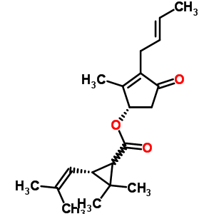 97-12-1  (1S)-3-[(2E)-but-2-én-1-il]-2-metil-4-oxociklopent-2-én-1-il-(3R)-2,2-dimetil-3-(2-metilprop-1-én-1-il)ciklopropán-karboxilát