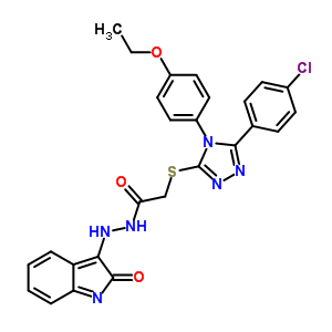 4823-12-5  2-{[5-(4-chlorophenyl)-4-(4-ethoxyphenyl)-4H-1,2,4-triazol-3-yl]sulfanyl}-N'-(2-oxo-2H-indol-3-yl)acetohydrazide