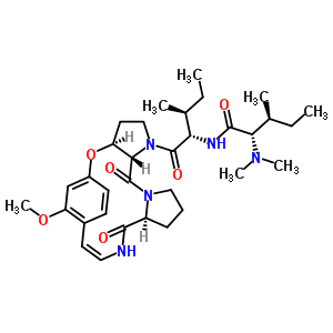 51059-42-8  (3aS,9Z,12aS,17aS)-1-(N,N-dimethyl-L-isoleucyl-L-isoleucyl)-7-methoxy-12,17-dioxo-1,2,3,3a,11,12,12a,13,14,15,17,17a-dodecahydro-5,8-ethenodipyrrolo[3,2-b:1',2'-e][1,5,8]oxadiazacyclotetradecine