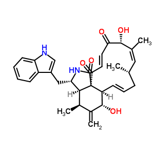 55945-73-8  (3S,3aR,4S,6S,6aR,7E,10S,11Z,13R,15E,17aR)-6,13-dihydroxy-3-(1H-indol-3-ylmethyl)-4,10,12-trimethyl-5-methylidene-2,3,3a,4,5,6,6a,9,10,13-decahydro-1H-cyclotrideca[d]isoindole-1,14,17-trione