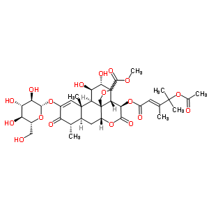 95258-17-6  methyl (11beta,12alpha,13xi,15beta)-15-{[(2E)-4-(acetyloxy)-3,4-dimethylpent-2-enoyl]oxy}-2-(beta-D-glucopyranosyloxy)-11,12-dihydroxy-3,16-dioxo-13,20-epoxypicras-1-en-21-oate