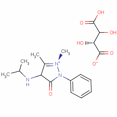 64906-00-9  1,2-dihydro-4-(isopropylamino)-1,5-dimethyl-3-oxo-2-phenyl-3H-pyrazolium hydrogen [R-(R*,R*)]-tartrate