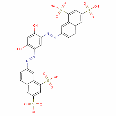 65151-32-8  7,7'-[(4,6-dihydroxy-1,3-phenylene)bis(azo)]bisnaphthalene-1,3-disulphonic acid