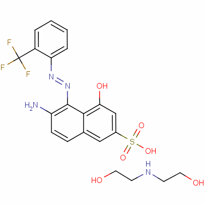 65152-19-4  6-amino-4-hydroxy-5-[[2-(trifluoromethyl)phenyl]azo]naphthalene-2-sulphonic acid, compound with 2,2'-iminodiethanol (1:1)