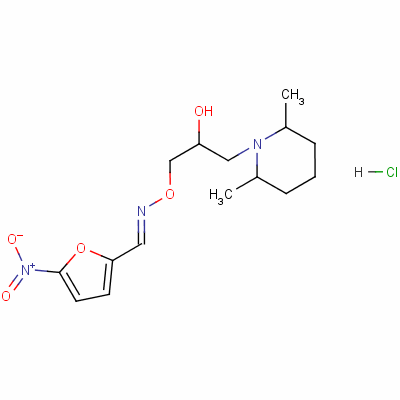 67642-21-1  5-nitro-2-furaldehyde O-[3-(2,6-dimethylpiperidino)-2-hydroxypropyl]oxime monohydrochloride