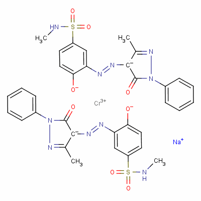 68966-92-7  sodium bis[3-[(4,5-dihydro-3-methyl-5-oxo-1-phenyl-1H-pyrazol-4-yl)azo]-4-hydroxy-N-methylbenzene-1-sulphonamidato(2-)]chromate(1-)