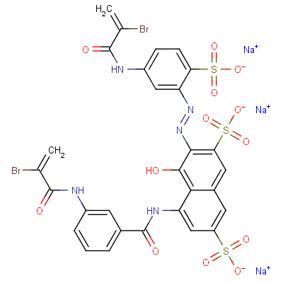70210-01-4  trisodium 5-[[3-[(2-bromo-1-oxoallyl)amino]benzoyl]amino]-3-[[5-[(2-bromo-1-oxoallyl)amino]-2-sulphonatophenyl]azo]-4-hydroxynaphthalene-2,7-disulphonate