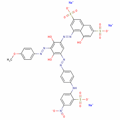 70210-23-0  trisodium 4-[[2,4-dihydroxy-3-[(4-methoxyphenyl)azo]-5-[[4-[(4-nitro-2-sulphonatophenyl)amino]phenyl]azo]phenyl]azo]-5-hydroxynaphthalene-2,7-disulphonate