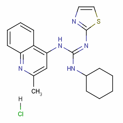 71080-06-3  N-cyclohexyl-N'-(2-methyl-4-quinolineyl)-N''-thiazol-2-ylguanidine monohydrochloride