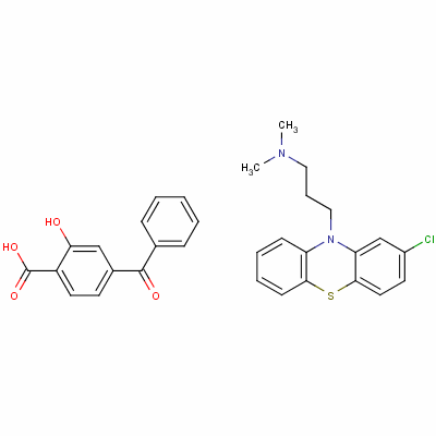 71735-13-2  4-benzoylsalicylic acid, compound with 2-chloro-N,N-dimethyl-10H-phenothiazine-10-propylamine