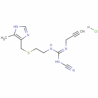 71807-56-2  N-cyano-N'-[2-[[(5-methyl-1H-imidazol-4-yl)methyl]thio]ethyl]-N''-2-propynylguanidine hydrochloride