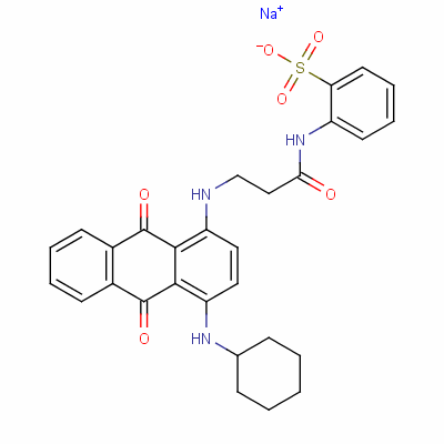 71889-06-0  sodium [[3-[[4-(cyclohexylamino)-9,10-dihydro-9,10-dioxo-1-anthryl]amino]-1-oxopropyl]amino]benzenesulphonate