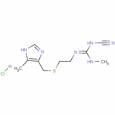 71989-90-7  N-cyano-N'-methyl-N''-[2-[[(5-methyl-1H-imidazol-4-yl)methyl]thio]ethyl]guanidine hydrochloride