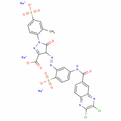 72139-14-1  trisodium 4-[[5-[[(2,3-dichloro-6-quinoxalinyl)carbonyl]amino]-2-sulphonatophenyl]azo]-4,5-dihydro-1-(2-methyl-4-sulphonatophenyl)-5-oxo-1H-pyrazole-3-carboxylate