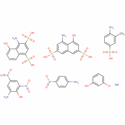 72480-09-2  1,3-Naphthalenedisulfonic acid, 4-amino-5-hydroxy-, diazotized, coupled with diazotized 2-amino-4,6-dinitrophenol, diazotized 4-amino-5-hydroxy-2,7-naphthalenedisulfonic acid, diazotized 4-amino-3-methylbenzenesulfonic acid, diazotized 4-nitrobenzenamine