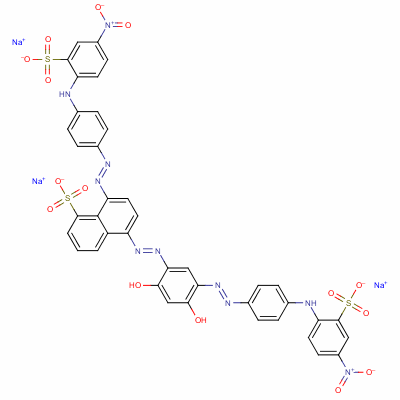 72496-92-5  trisodium 5-[[2,4-dihydroxy-5-[[4-[(4-nitro-2-sulphonatophenyl)amino]phenyl]azo]phenyl]azo]-8-[[4-[(4-nitro-2-sulphonatophenyl)amino]phenyl]azo]naphthalenesulphonate