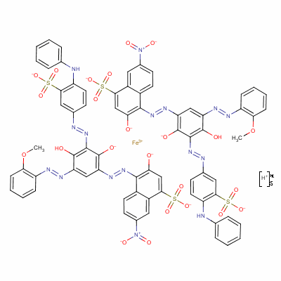 72779-11-4  pentahydrogen bis[4-[[2,4-dihydroxy-5-[(2-methoxyphenyl)azo]-3-[[4-(phenylamino)-3-sulphophenyl]azo]phenyl]azo]-3-hydroxy-7-nitronaphthalene-1-sulphonato(4-)]ferrate(5-)
