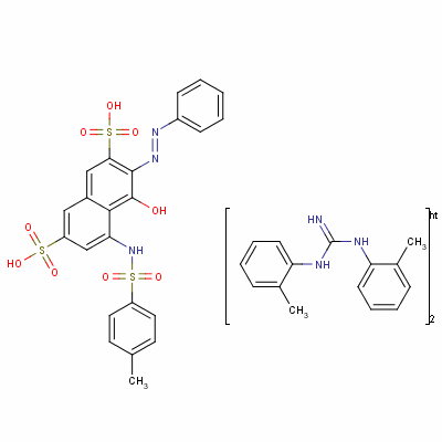 72906-52-6  4-hydroxy-3-(phenylazo)-5-[[(p-tolyl)sulphonyl]amino]naphthalene-2,7-disulphonic acid, compound with N,N'-di(o-tolyl)guanidine (1:2)