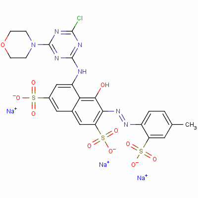 72927-92-5  trisodium 5-[[4-chloro-6-(morpholino)-1,3,5-triazin-2-yl]amino]-4-hydroxy-3-[(4-methyl-2-sulphonatophenyl)azo]naphthalene-2,7-disulphonate