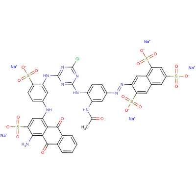 73398-35-3  pentasodium 7-[[3-(acetylamino)-4-[[4-[[5-[(4-amino-9,10-dihydro-9,10-dioxo-3-sulphonato-1-anthryl)amino]-2-sulphonatophenyl]amino]-6-chloro-1,3,5-triazin-2-yl]amino]phenyl]azo]naphthalene-1,3,6-trisulphonate