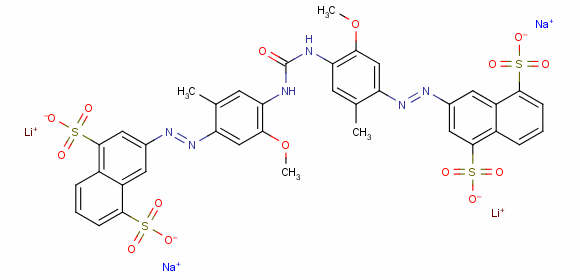 75198-98-0  3,3'-[carbonylbis[imino(5-methoxy-2-methyl-p-phenylene)azo]]bis(naphthalene-1,5-disulphonic) acid, lithium sodium salt