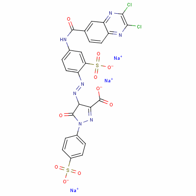 75199-00-7  trisodium 4-[[4-[[(2,3-dichloro-6-quinoxalinyl)carbonyl]amino]-2-sulphonatophenyl]azo]-4,5-dihydro-5-oxo-1-(4-sulphonatophenyl)-1H-pyrazole-3-carboxylate