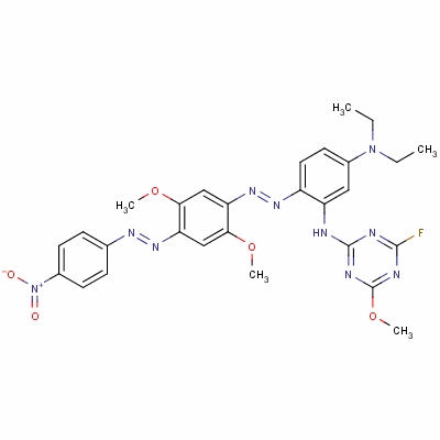 75511-81-8  N,N-diethyl-4-[2,5-dimethoxy-4-(4-nitrophenylazo)]phenylazo-3-(6-fluoro-4-methoxy-1,3,5-triazine-2-yl)aminoaniline