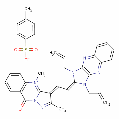 75535-20-5  3-[(1,3-diallyl-1,3-dihydro-2H-imidazo[4,5-b]quinoxalin-2-ylidene)ethylidene]-3,9-dihydro-2,4-dimethyl-9-oxopyrazolo[5,1-b]quinazolinium toluene-p-sulphonate