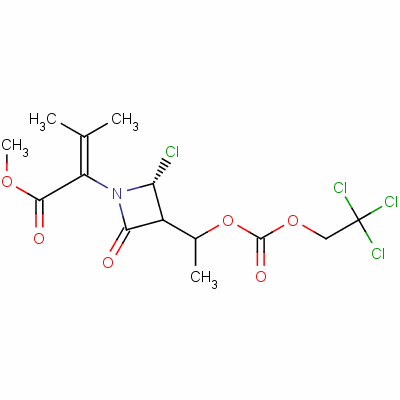76431-35-1  methyl [2α,3β(R*)]-2-chloro-α-(isopropylidene)-4-oxo-3-[1-[[(2,2,2-trichloroethoxy)carbonyl]oxy]ethyl]azetidine-1-acetate