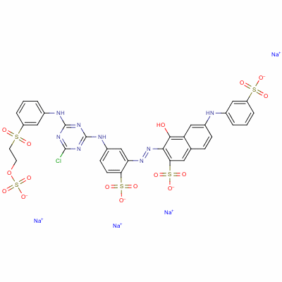 79809-26-0  tetrasodium 3-[[5-[[4-chloro-6-[[3-[[2-(sulphonatooxy)ethyl]sulphonyl]phenyl]amino]-1,3,5-triazin-2-yl]amino]-2-sulphonatophenyl]azo]-4-hydroxy-6-[(3-sulphonatophenyl)amino]naphthalene-2-sulphonate