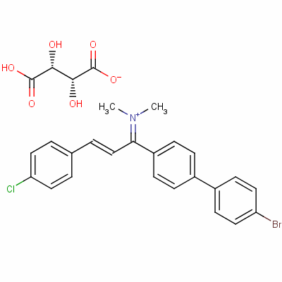 81489-68-1  (E)-[γ-(4'-bromo[1,1'-biphenyl]-4-yl)-4-chlorocinnamyl]dimethylammonium hydrogen [R-(R*,R*)]-tartrate