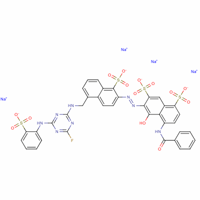 83763-64-8  4-(benzoylamino)-6-[[5-[[[4-fluoro-6-[(2-sulphophenyl)amino]-1,3,5-triazin-2-yl]amino]methyl]-1-sulpho-2-naphthyl]azo]-5-hydroxynaphthalene-1,7-disulphonic acid, sodium salt