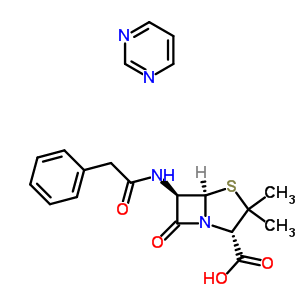 59413-33-1  (2S,5R,6R)-3,3-dimethyl-7-oxo-6-[(phenylacetyl)amino]-4-thia-1-azabicyclo[3.2.0]heptane-2-carboxylic acid - pyrimidine (1:1)