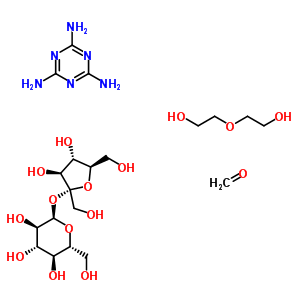 68400-15-7  (2R,3R,4S,5S,6R)-2-[(2R,3S,4S,5R)-3,4-dihydroxy-2,5-bis(hydroxymethyl)tetrahydrofuran-2-yl]oxy-6-(hydroxymethyl)tetrahydropyran-3,4,5-triol; formaldehyde; 2-(2-hydroxyethoxy)ethanol; 1,3,5-triazine-2,4,6-triamine