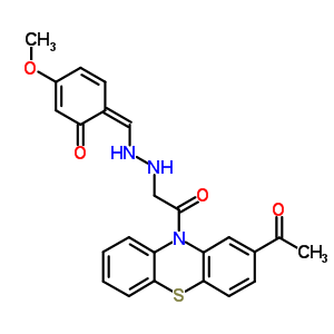 89258-09-3  (6Z)-6-({2-[2-(2-acetyl-10H-phenothiazin-10-yl)-2-oxoethyl]hydrazino}methylidene)-3-methoxycyclohexa-2,4-dien-1-one