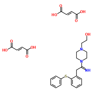 117596-45-9  2-(4-{(1Z)-2-[2-(phenylsulfanyl)phenyl]ethanimidoyl}piperazin-1-yl)ethanol di[(2E)-but-2-enedioate] (salt)