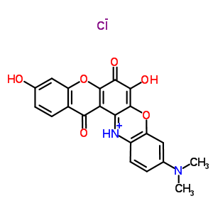 1326-31-4;56583-66-5  10-(dimethylamino)-3,7-dihydroxy-6,14-dioxo-6,14-dihydrochromeno[3,2-a]phenoxazin-13-ium chloride