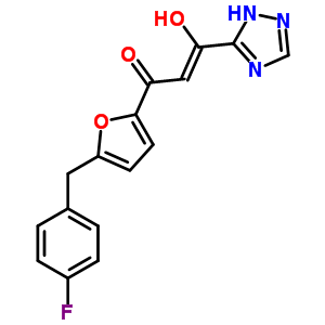 280571-30-4  (2Z)-1-[5-(4-fluorbenzyl)furan-2-yl]-3-hydroxy-3-(1H-1,2,4-triazol-5-yl)prop-2-en-1-on