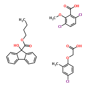 53028-33-4  butyl 9-hydroxyfluorene-9-carboxylate; 2-(4-chloro-2-methyl-phenoxy)acetic acid; 3,6-dichloro-2-methoxy-benzoic acid