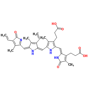 70695-22-6  3-[2-[(Z)-[3-(2-carboxyethyl)-4-methyl-5-oxo-pyrrol-2-ylidene]methyl]-4-methyl-5-[(E)-[(5E)-4-methyl-5-[(3-methyl-5-oxo-4-vinyl-pyrrol-2-yl)methylene]-3-vinyl-pyrrol-2-ylidene]methyl]-1H-pyrrol-3-yl]propanoic acid