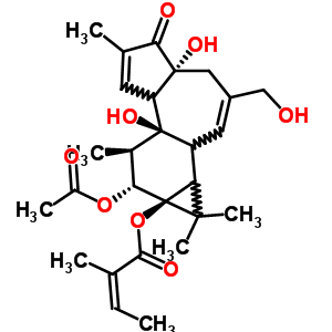 250268-55-4  (4aR,7bS,8R,9R,9aS)-9-(acetyloxy)-4a,7b-dihydroxy-3-(hydroxymethyl)-1,1,6,8-tetramethyl-5-oxo-1,1a,1b,4,4a,5,7a,7b,8,9-decahydro-9aH-cyclopropa[3,4]benzo[1,2-e]azulen-9a-yl (2Z)-2-methylbut-2-enoate