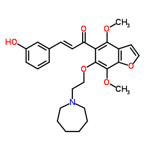 41226-50-0  (2E)-1-[6-(2-azepan-1-ylethoxy)-4,7-dimethoxy-1-benzofuran-5-yl]-3-(3-hydroxyphenyl)prop-2-en-1-one